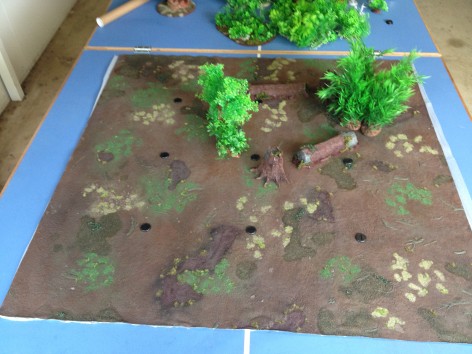 Now we start placing terrain around the markers.