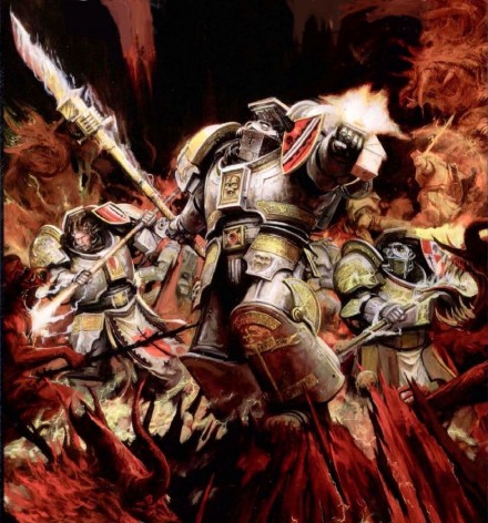 Grey Knights fighting daemons walpaper