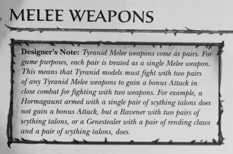 Tyranid Melee Weapons