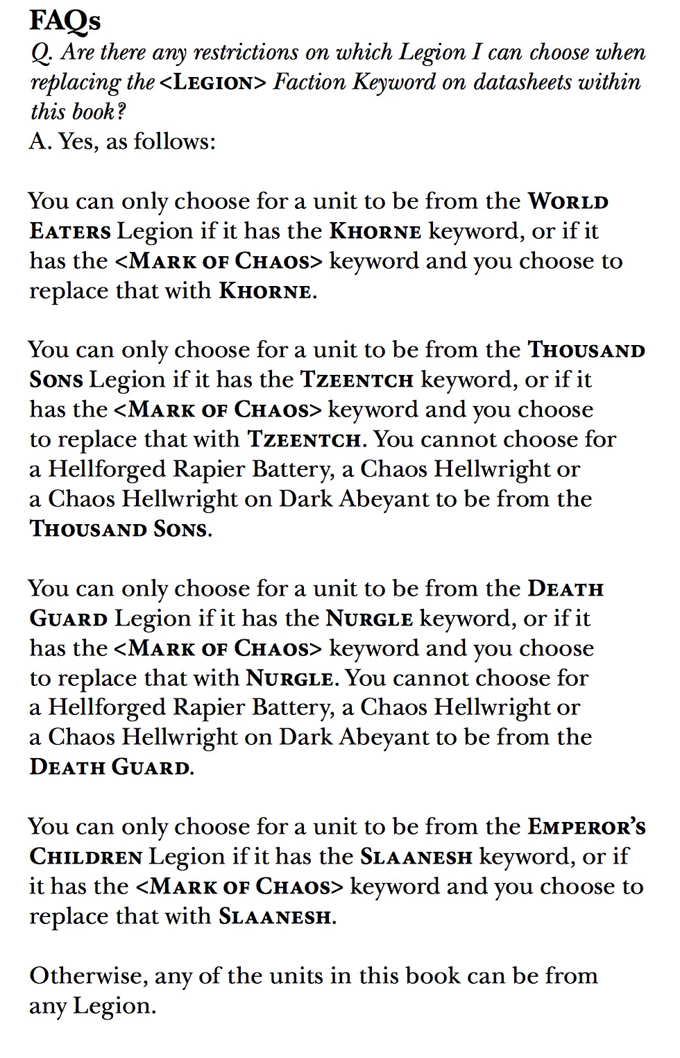 40k Faq Imperial Armour Chaos Changes Bell Of Lost Souls