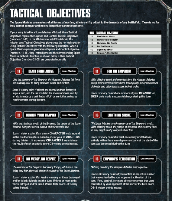 Warhammer 40k Tactical Objectives NIB 8th Edition 
