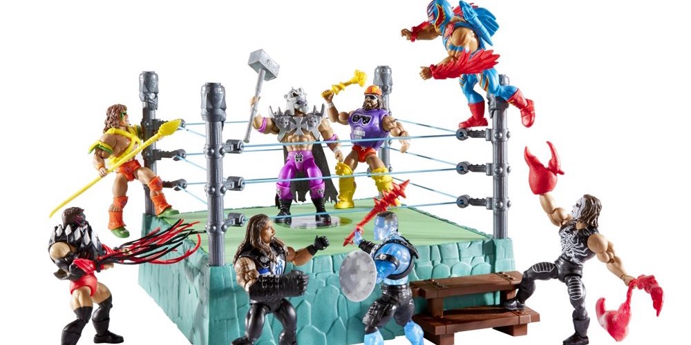 masters of the wwe universe rattlesnake mountain ring and figures