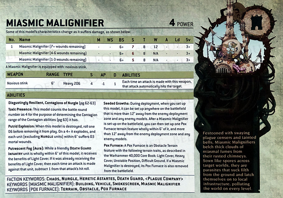 Warhammer 40000 Death Guard Miasmic Malignifier