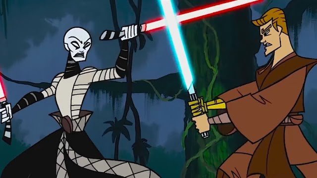 Asajj Ventress fights Obi Wan Kenobi