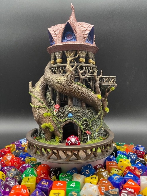 Painted wizard dice tower & storage dungeons and dragons, age of Sigmar, 40k 