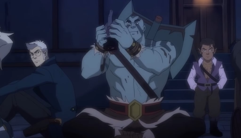 vox machina early access grog playing with a hand, making it have a middle finger