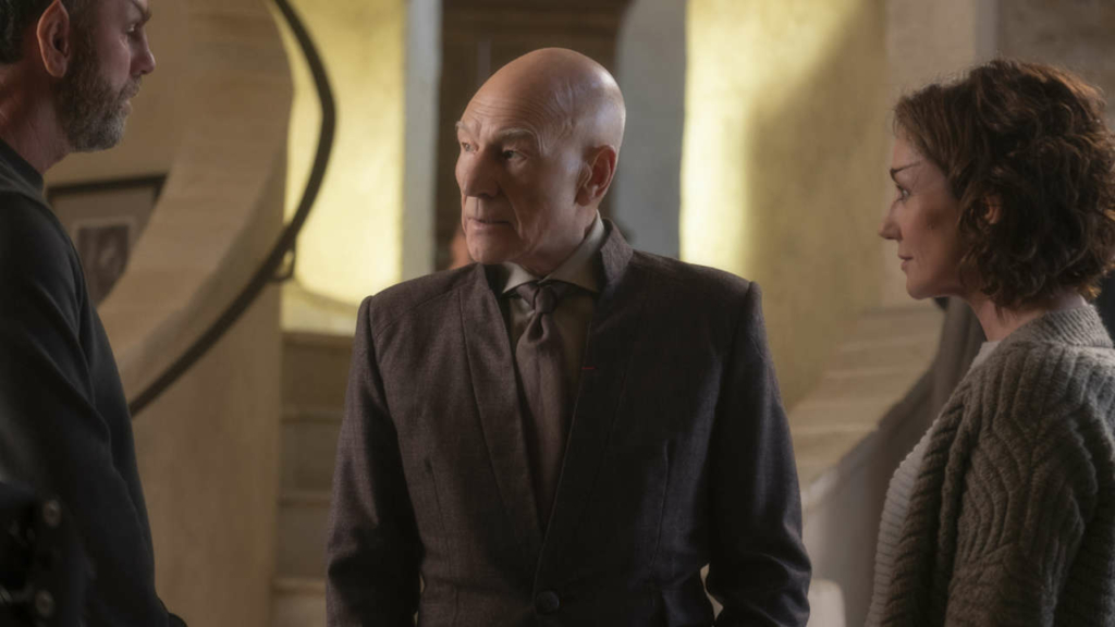 Picard wearing a suit