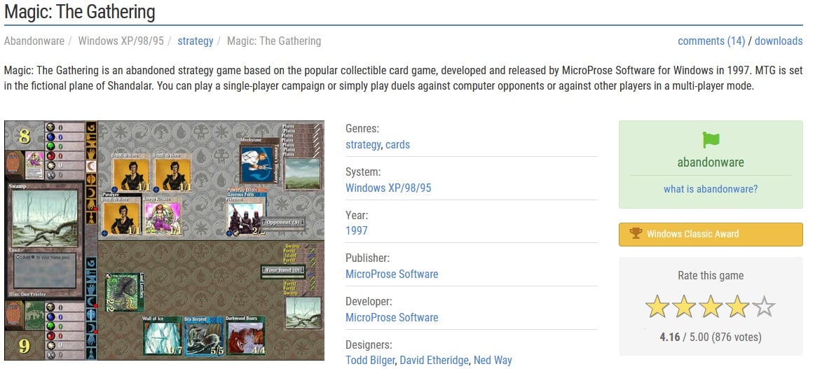 Download Magic: The Gathering (Windows XP/98/95) game - Abandonware DOS